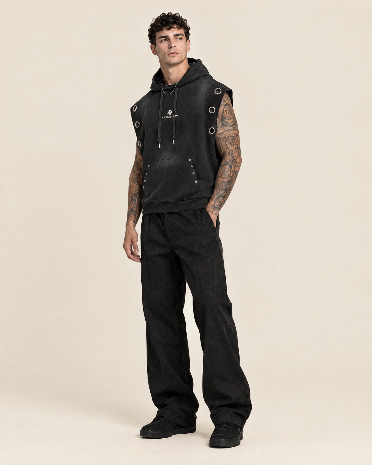 Unisex Sleeveless Hoodie on model - KAPUSTREV