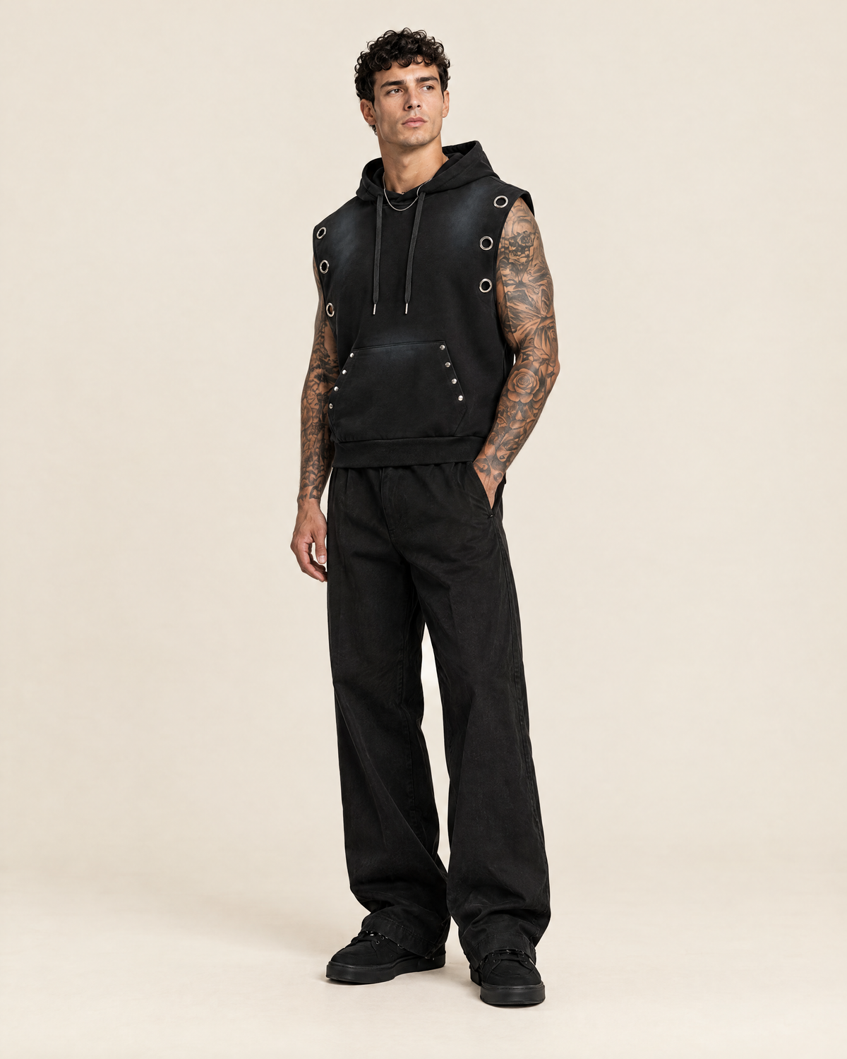 Unisex Sleeveless Hoodie on model - KAPUSTREV
