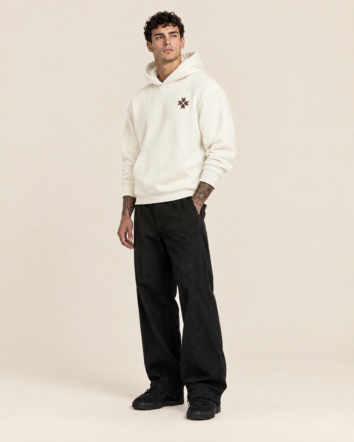 Essential Heavyweight Cotton Hoodie on model - KAPUSTREV